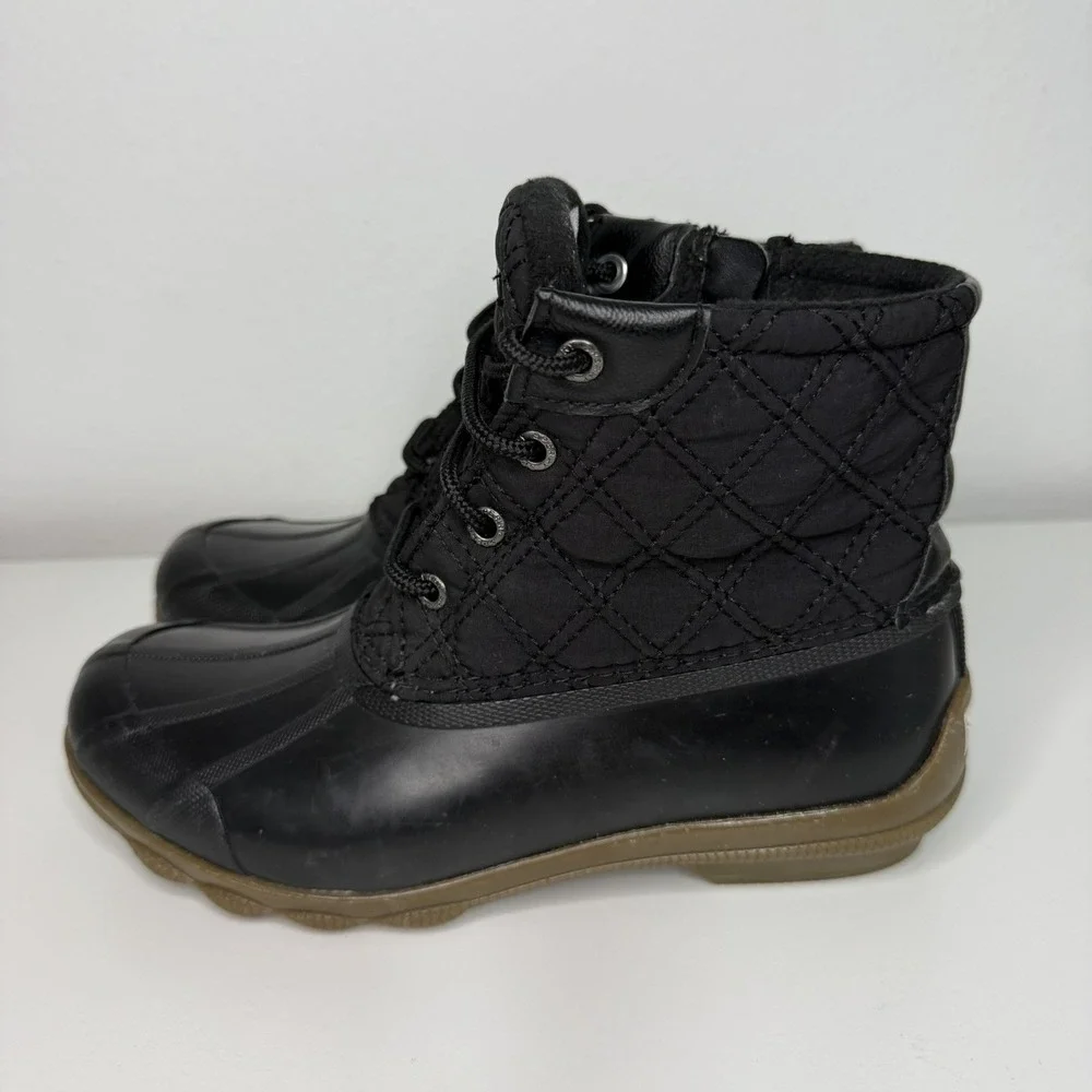 Sperry Women's Size 6 Syren Gulf Wool Quilt Duck Boots STS84450 Black Waterproof